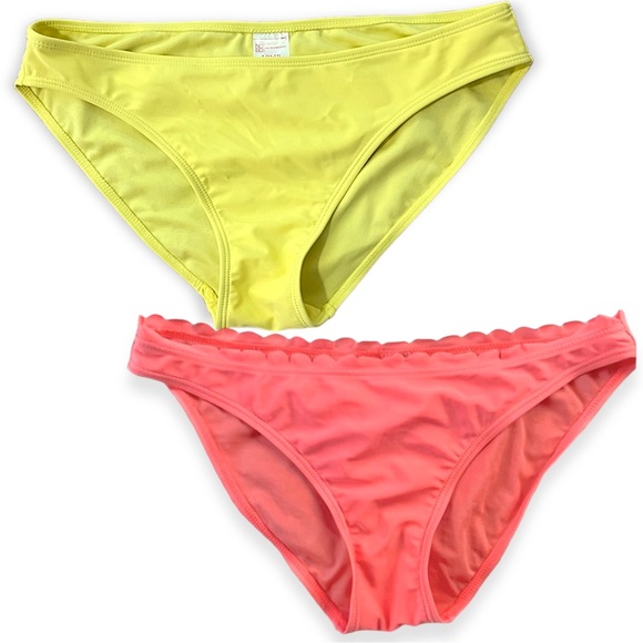 Set of 2 Bikini Bottoms: 1 Yellow + 1 Pink Bikini Bottoms Size Large Swim Suits - Picture 2 of 10